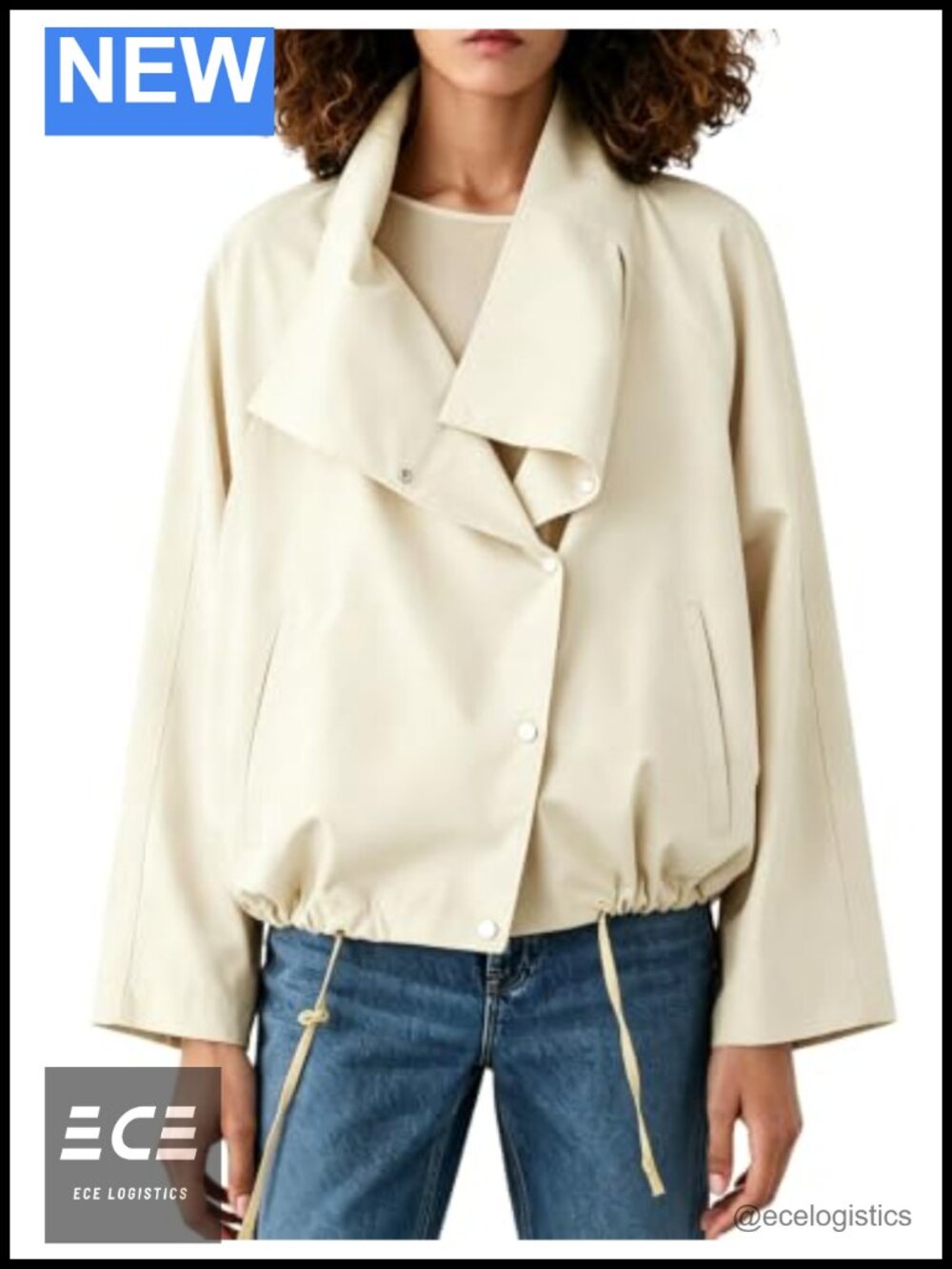 Womens Cropped Trench Coat Casual Asymmetric Collar Fall Jacket